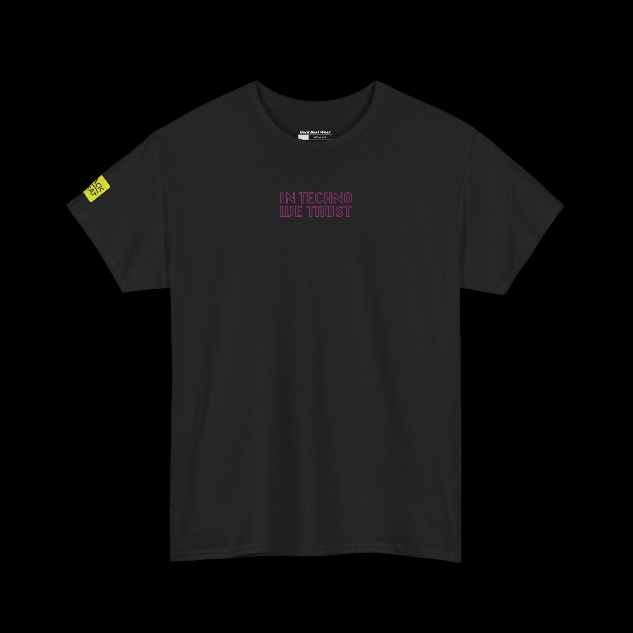 "In Techno We Trust" Spiral T-shirt - Spiral Back print Graphic Design