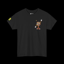 DISCO Stack t-shirt – Back Print Retro Letters with Front Print Roller Disco Mascot